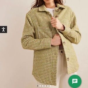 Relaxed Textured Overshirt Pink and Green Houndstooth